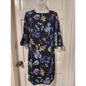Stella & Julie Women’s Navy-Blue Floral Knee Length Dress